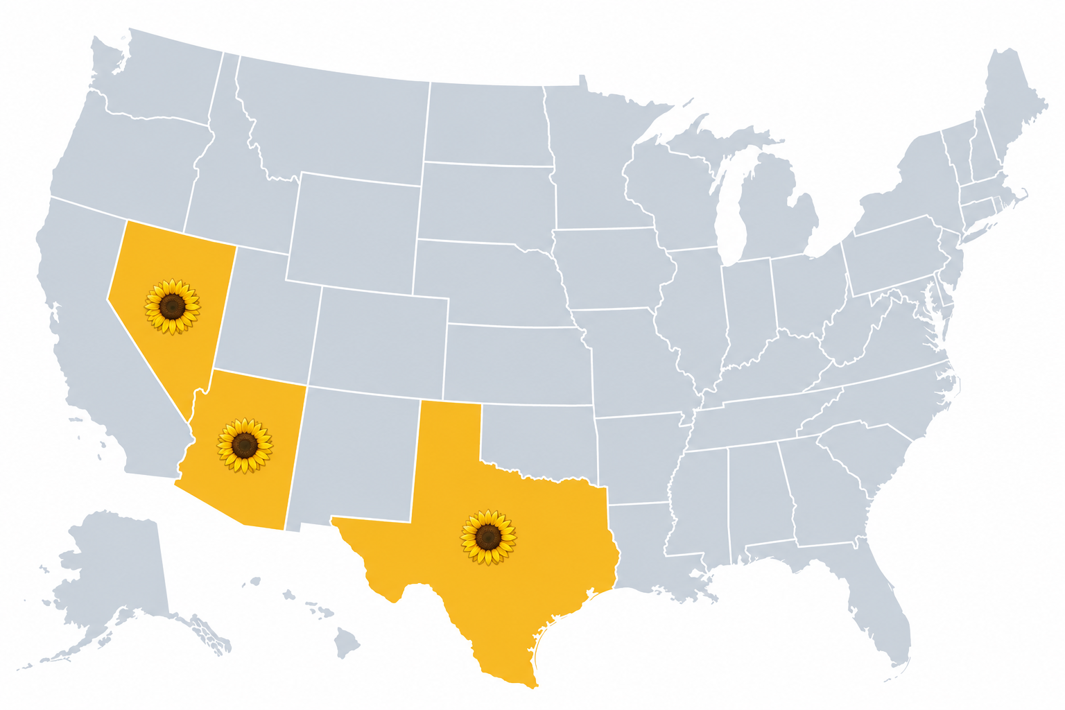 United States map highlighting the current states where The Hope Movement serves
