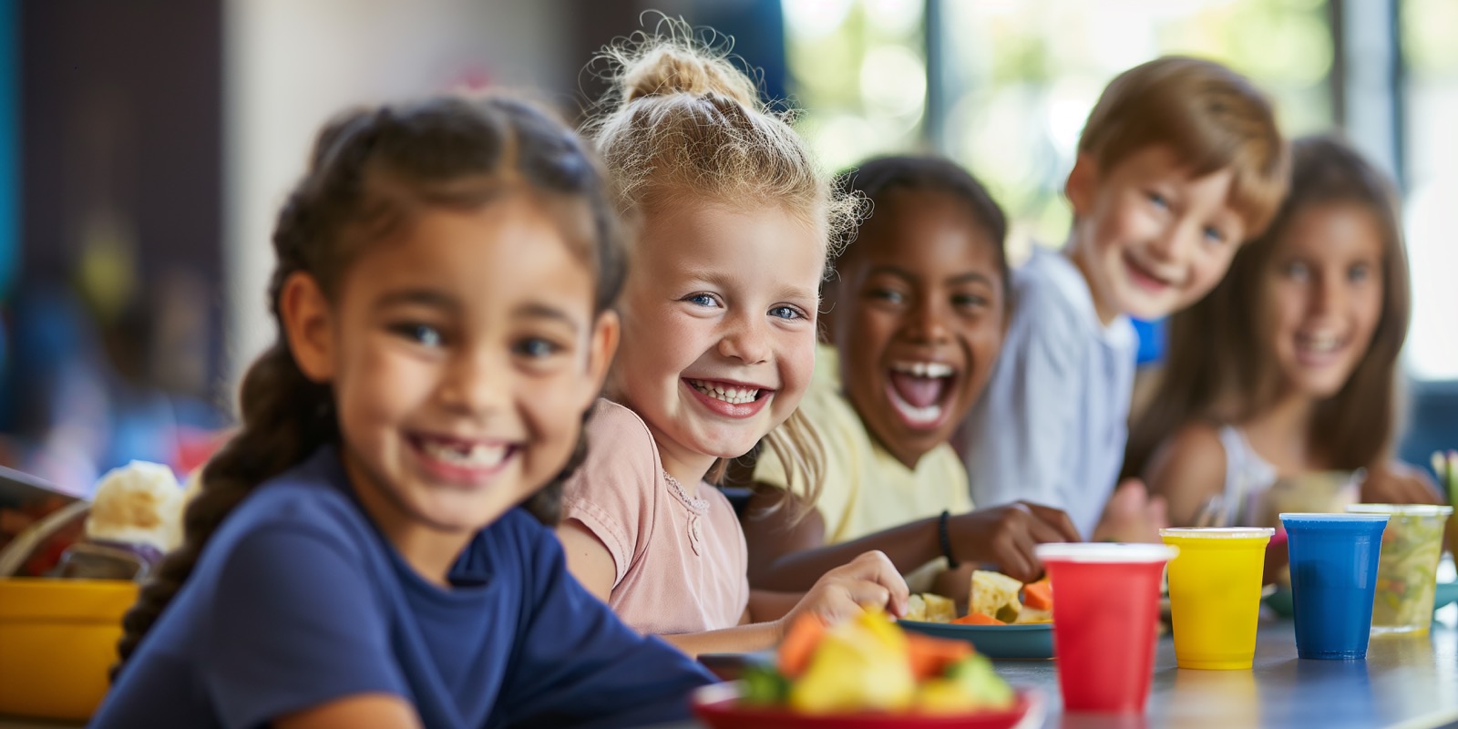 A child and family experiencing a hopeful meal together